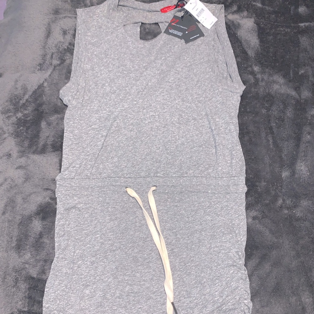philanthropy gray romper with elastic waist band